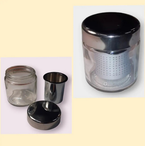 Vaschetta in vetro con coperchio in metallo per il lavaggio dei diamanti e pietre di colore